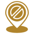 Map pin icon with prohibition symbol.